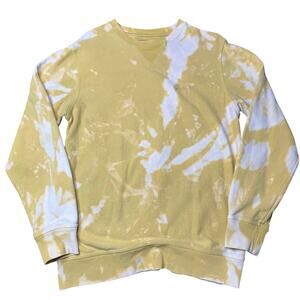 Stüssy Yellow White Tie Dye Sweater Medium Streetwear Skate Y2K